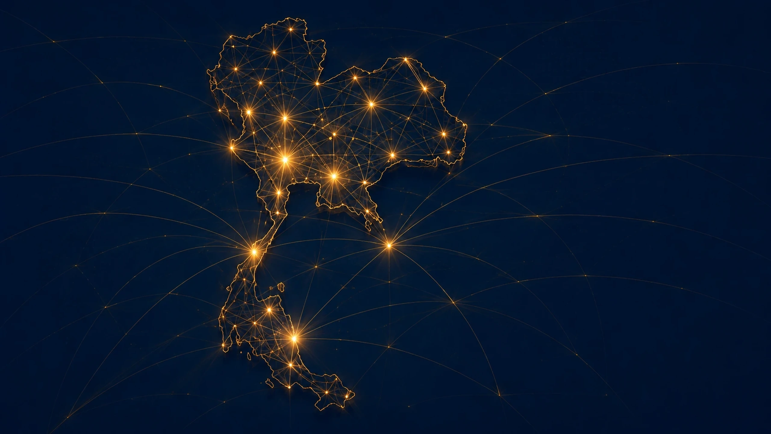 Golden connected network map of Thailand